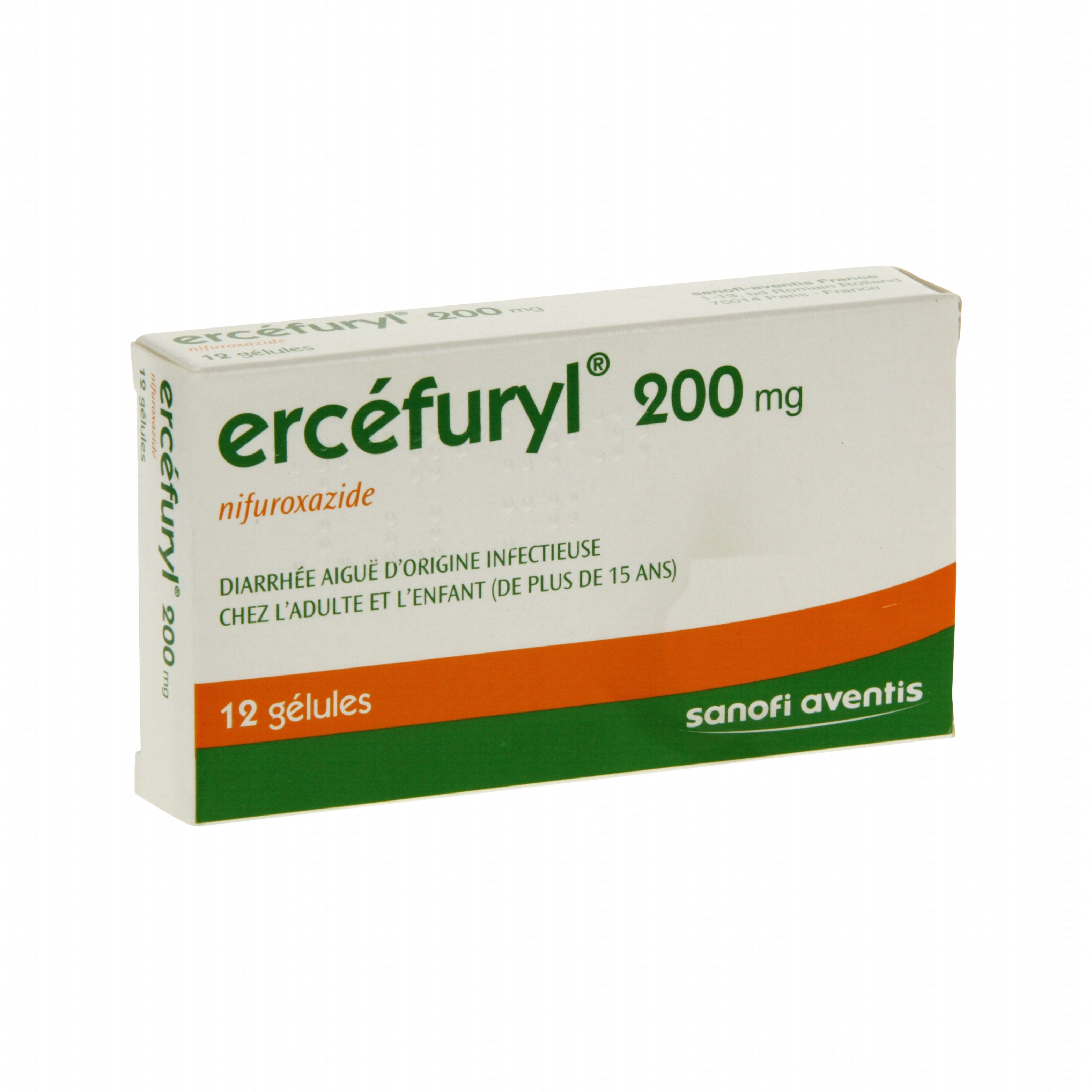 Ercefuryl 200 mg boîte de 12 gélules Sanofi Aventis (médicament conseil .