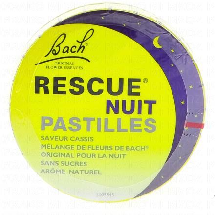 FLEURS DE BACH Rescue Nuit - Pastilles Saveur Cassis Sans Sucres 50g