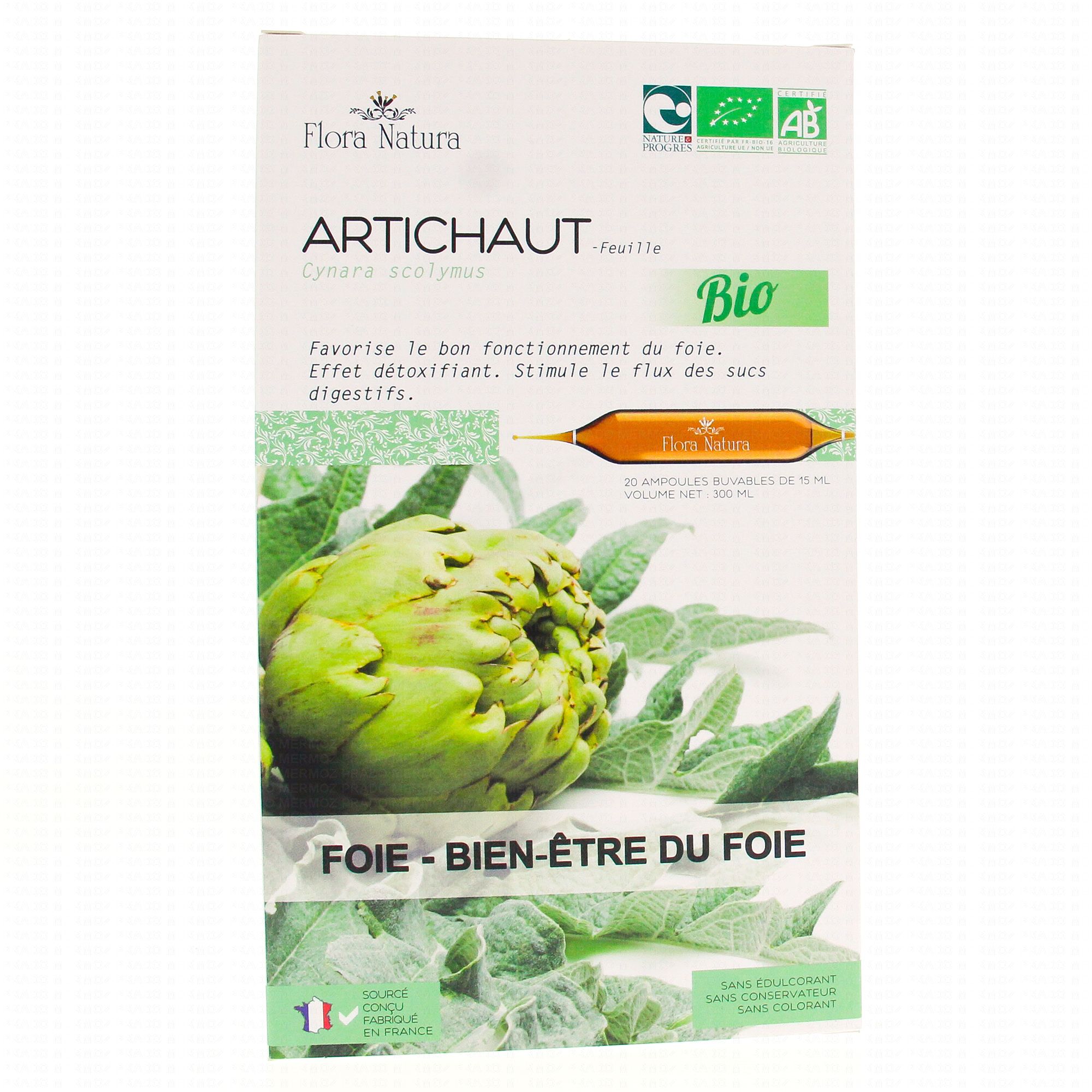 FLORA NATURA Artichaut Bio 20 ampoules de 15ml Pharmacie Prado Mermoz