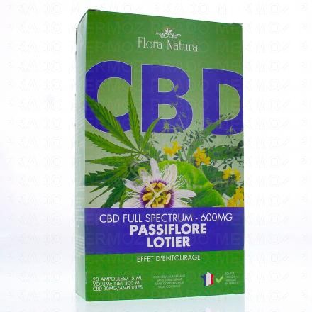 FLORA NATURA CBD - full spectre 600mg passiflore lotier x20 ampoules 15ml