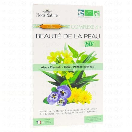 FLORA NATURA Complexe 4+ - Beaut&eacute; de la peau Bio 20 Ampoules de 15ml