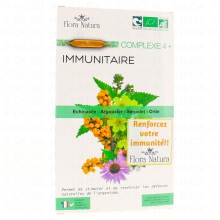 FLORA NATURA Complexe 4+ - Immunitaire Bio 20 Ampoules de 15ml