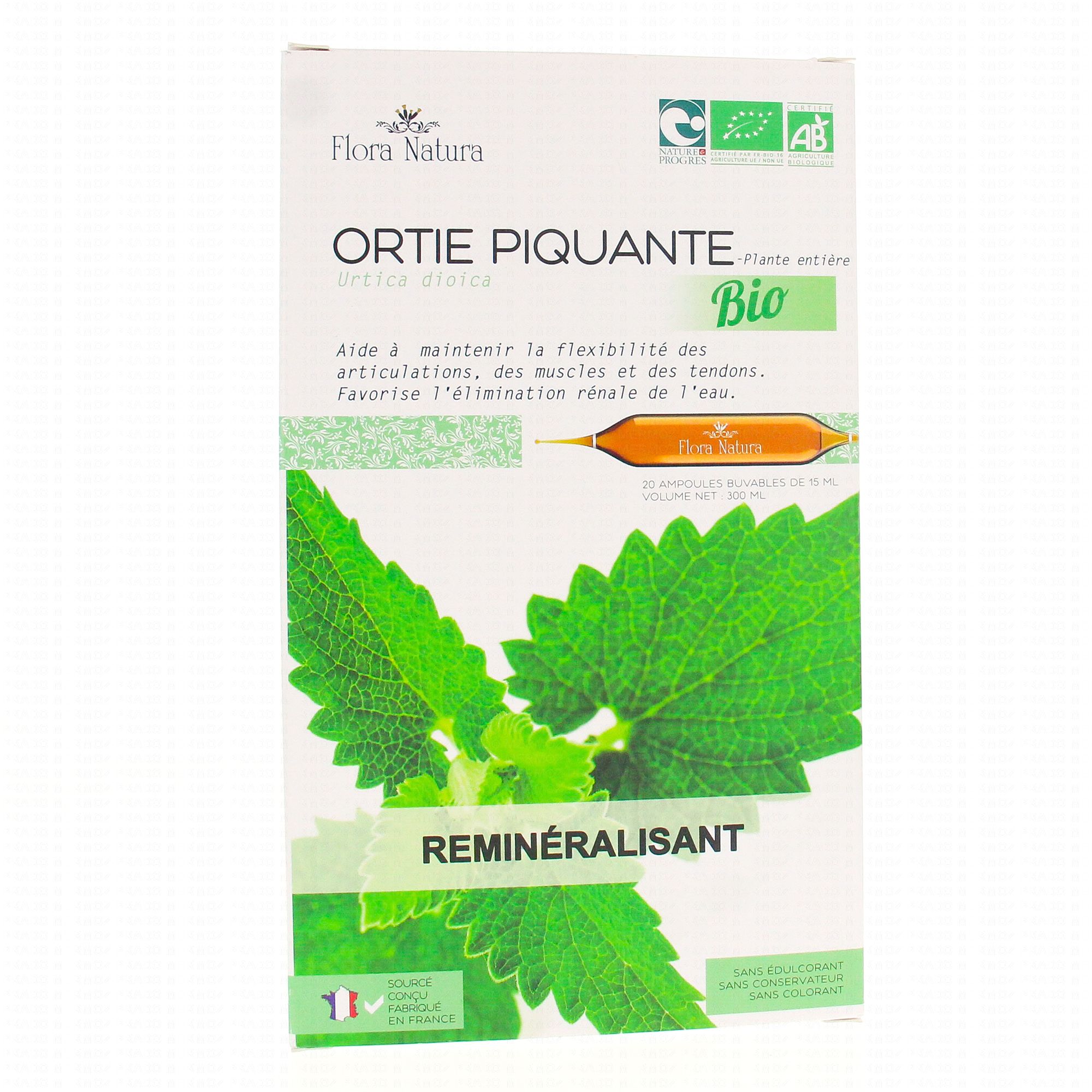 FLORA NATURA Ortie Piquante Bio 20 Ampoule de 15ml Pharmacie Prado Mermoz