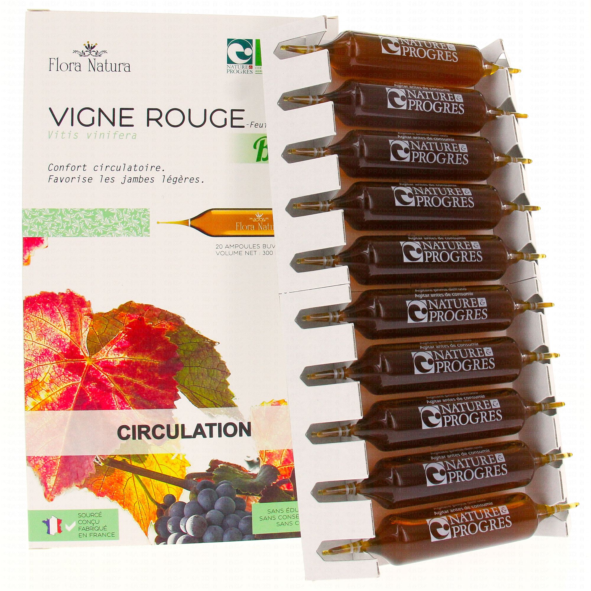 FLORA NATURA Vigne Rouge Bio 20 ampoules de 15ml Pharmacie Prado Mermoz