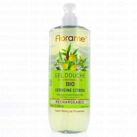FLORAME Gel douche aux huiles essentielles bio verveine citron 750ml
