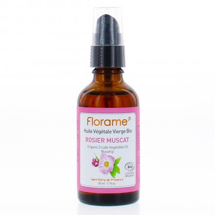 FLORAME Huile v&eacute;g&eacute;tale vierge bio rosier muscat flacon pompe 50ml