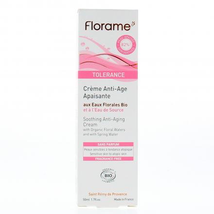 FLORAME Tol&eacute;rance Cr&egrave;me anti-&acirc;ge apaisante bio flacon pompe 50ml