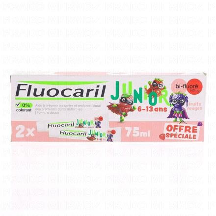 FLUOCARIL Dentifrice junior 6-12 ans go&ucirc;t fruits rouges (lot de 2)