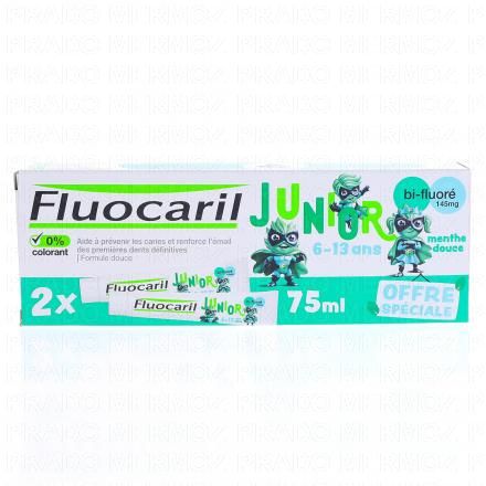 FLUOCARIL Junior - Dentifrice Menthe douce 6-13 ans (lot de 2 tubes 75ml)