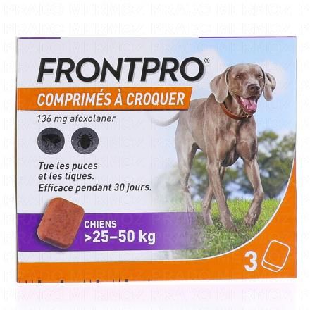 FRONTLINE Frontpro - Comprim&eacute;s Antiparasitaire chiens 25-50 Kg x3 comprim&eacute;s