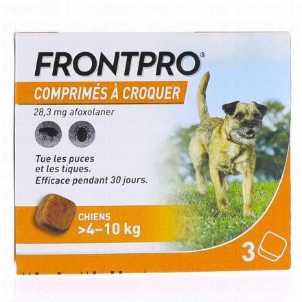 FRONTLINE Frontpro - Comprim&eacute;s Antiparasitaire chiens 4-10kg x3comprim&eacute;s