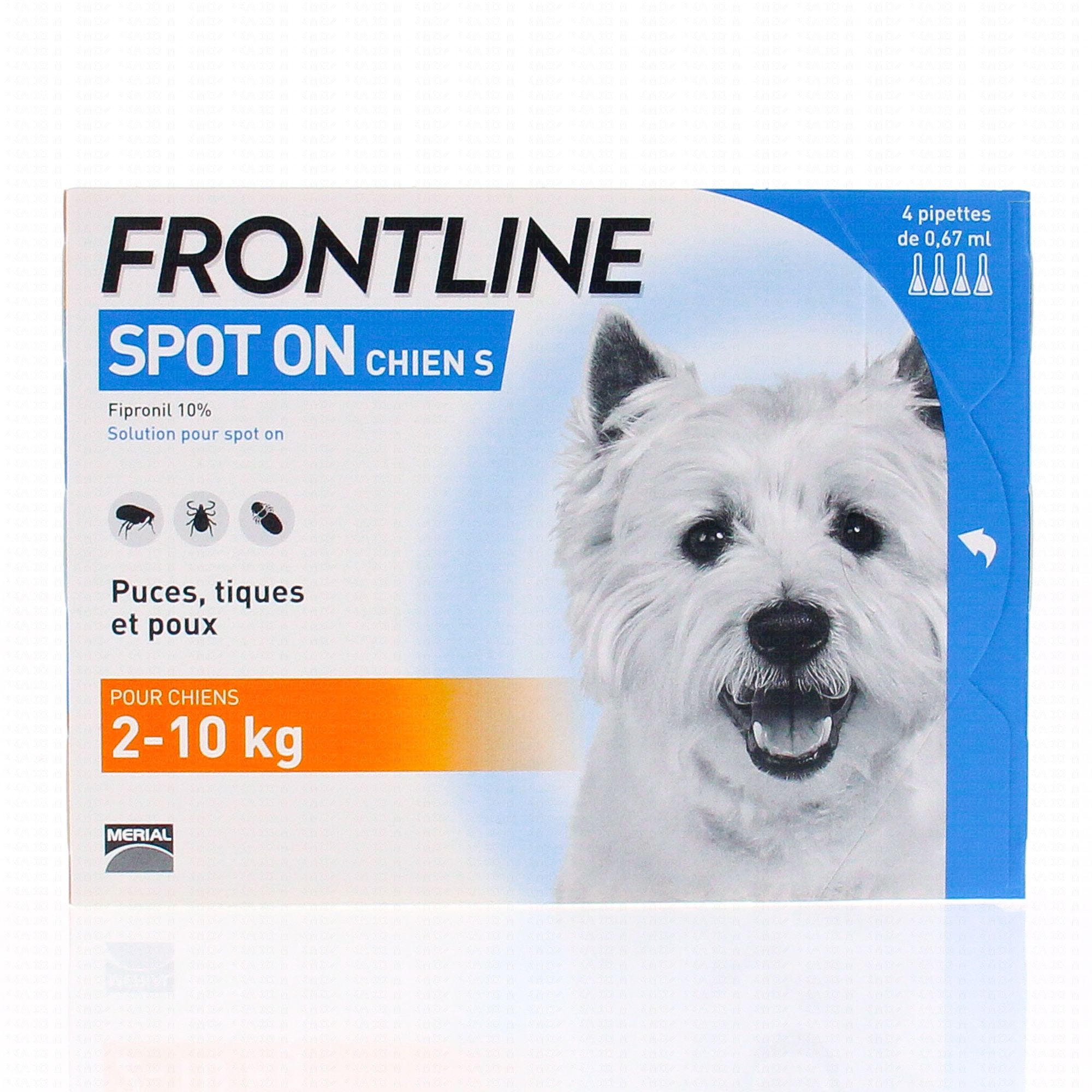 Frontline Spot On™ - Pipettes anti-tiques, puces et poux pour chiens -  Merial / Direct-Vet