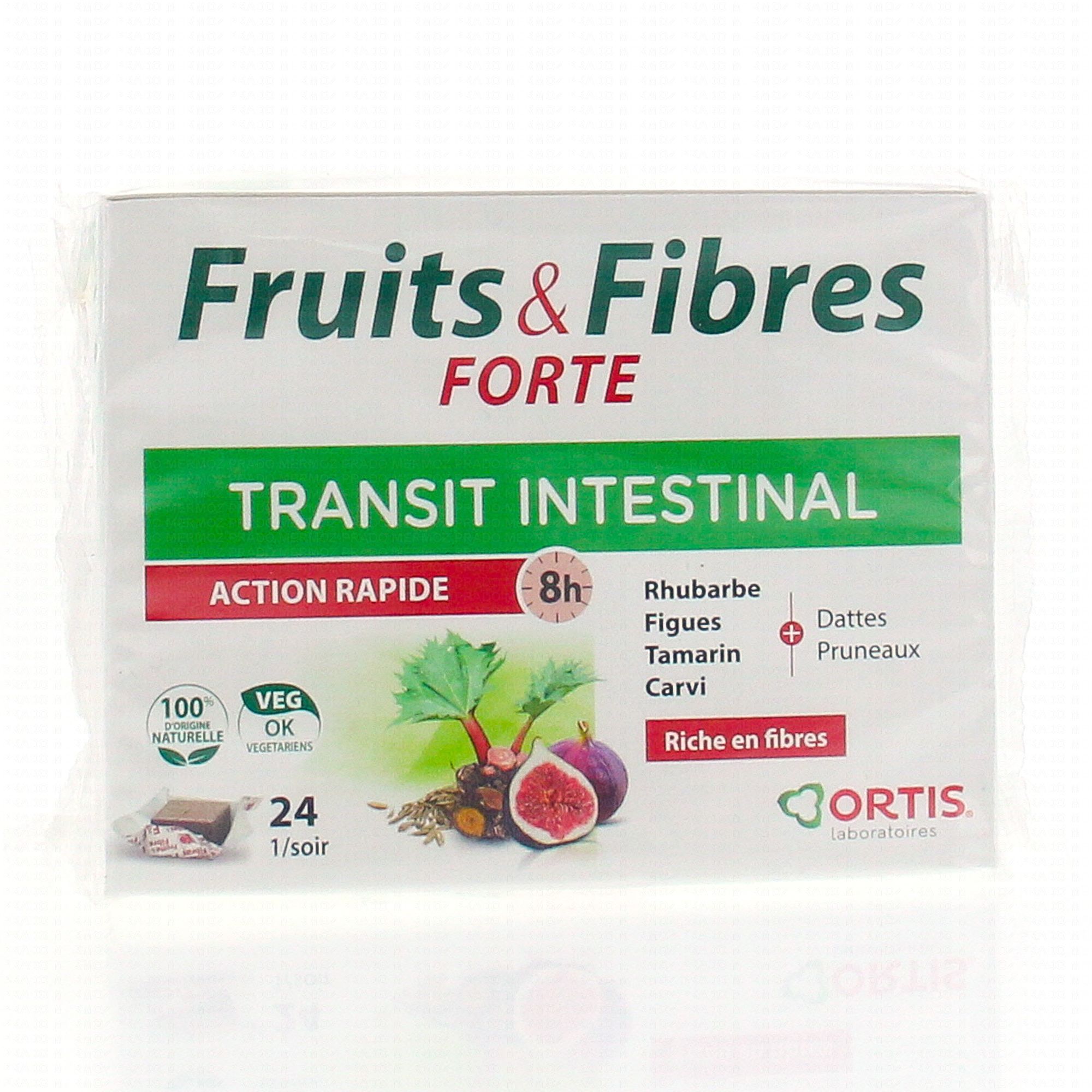 ORTIS Fruits & Fibres forte transit intestinal action rapide boîte de 24 cubes - Pharmacie en