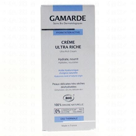 GAMARDE Hydratation active cr&egrave;me ultra riche bio tube 40g