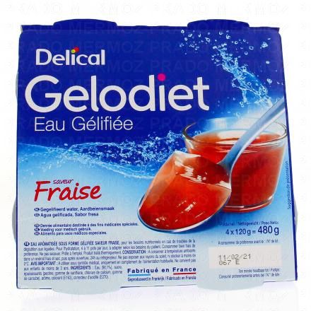 GELODIET Eau gélifiée saveur fraise 4x120g