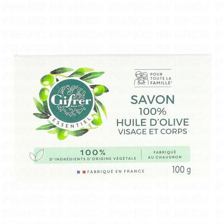 GIFRER Essentiel - Savon pain 100% huile d'olive 100G