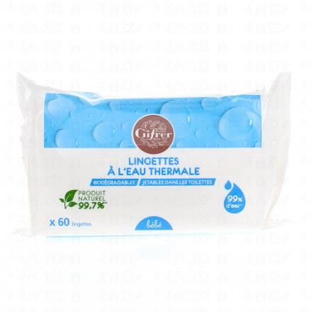 GIFRER Lingettes &agrave; l'eau thermale biod&eacute;gradables x60