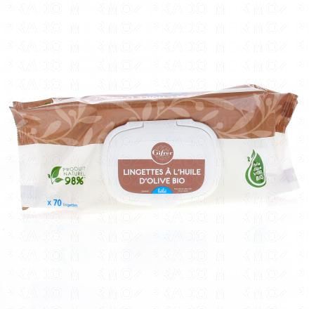 GIFRER Lingettes nettoyantes pour b&eacute;b&eacute; &agrave; l'huile d'olive bio x70