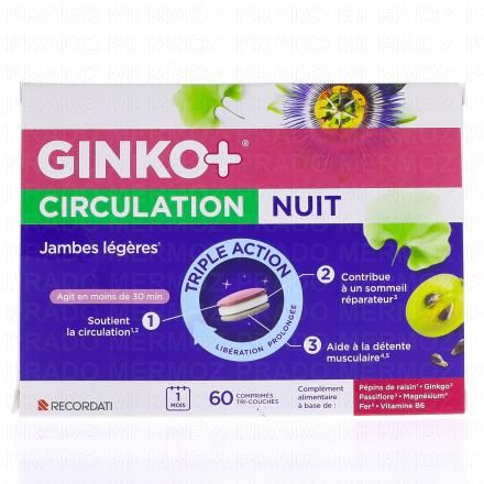 GINKO+ Circulation - Nuit Jambes L&eacute;g&egrave;res x60 Comprim&eacute;s