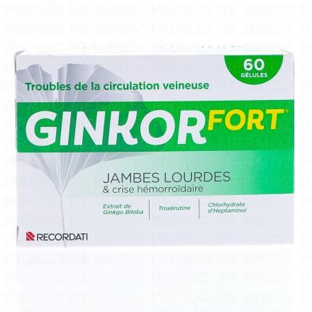GINKOR Fort - jambes lourdes et crise h&eacute;morro&iuml;daire (bo&icirc;te de 60 g&eacute;lules)