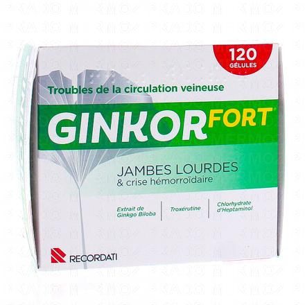 GINKOR fort jambes lourdes et crise hémorroïdaire (boîte de 120 gélules)