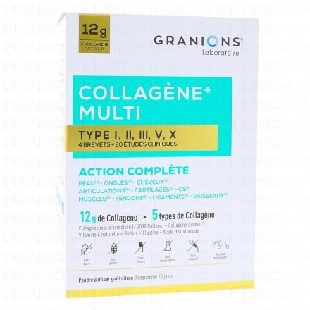 GRANIONS Collagène Multi Type I-II-III-V-X en poudre 275g