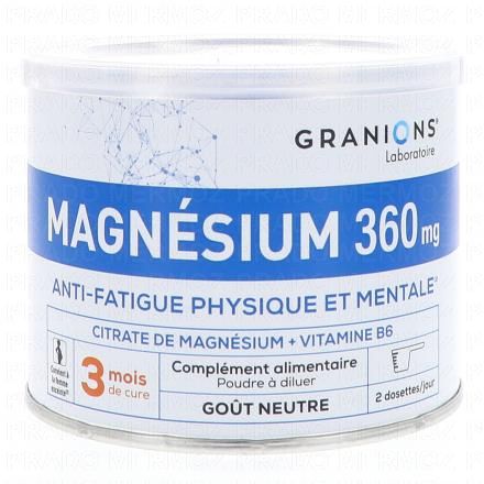GRANIONS Magnésium 360mg Fatigue physique et mentale poudre 360 mg