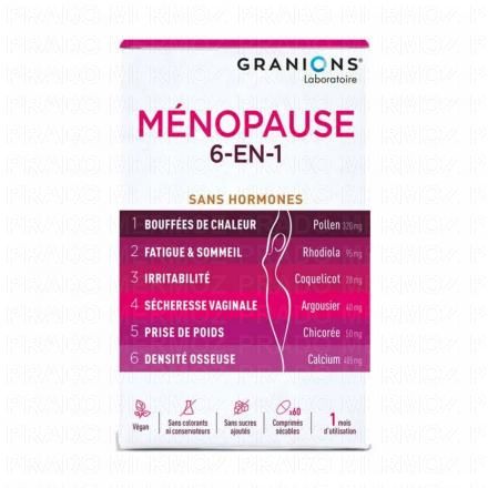 GRANIONS M&eacute;nopause 6en1 Sans hormone (60 comprim&eacute;s)