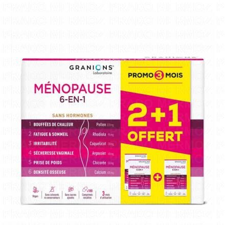 GRANIONS M&eacute;nopause 6en1 Sans hormone (lot de 3 x 6&agrave; comprim&eacute;s)
