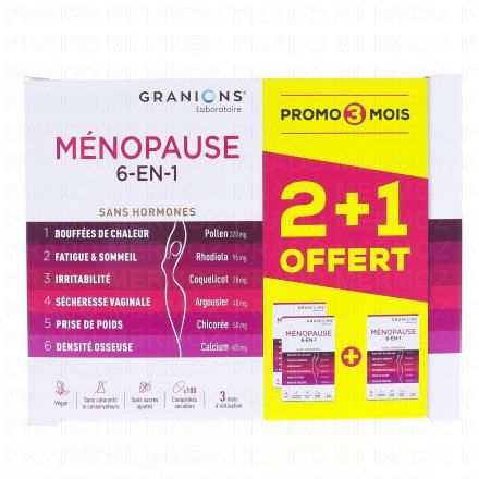 GRANIONS Ménopause 6en1 Sans hormone (lot de 3 x 6à comprimés)