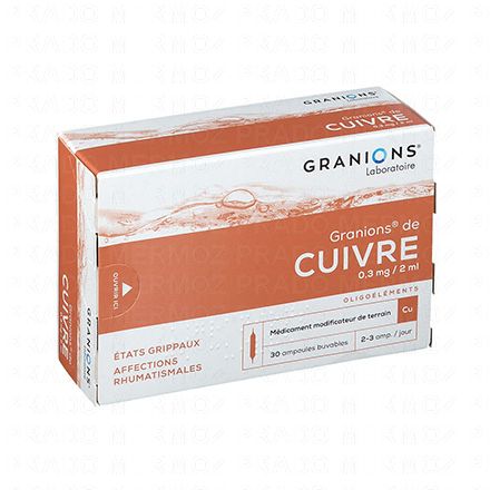 GRANIONS Oligoéléments - Cuivre 0.3mg/2ml x30 ampoules buvables