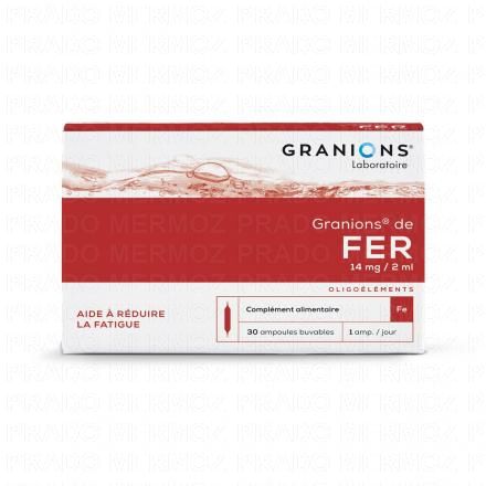 GRANIONS Oligo&eacute;l&eacute;ments - de Fer boite de 30 ampoules, 2 ml chacune