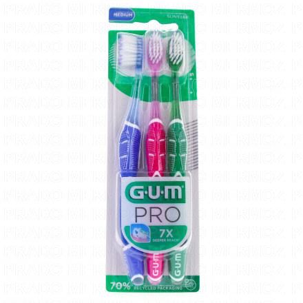 GUM Brosse &agrave; dents Technique PRO compact n&deg;528 medium (pack de 3)