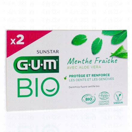 GUM Dentifrice Menthe fra&icirc;che aloe vera bio (lot de 2 tubes 75ml)