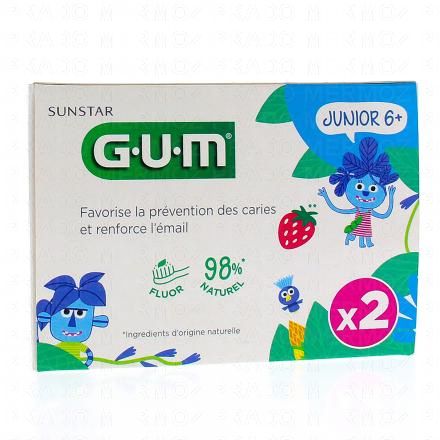 GUM Junior Dentifrice 6ans+ gout fraise 2x50ml