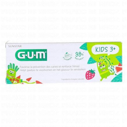 GUM Kids dentifrice fluor&eacute; go&ucirc;t fraise 3ans+ (tube 50ml)