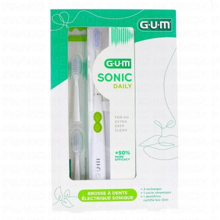 GUM Sonic Daily - Coffret brosse a dents &eacute;lectrique sonique souple (blanc)