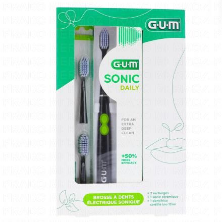GUM Sonic Daily - Coffret brosse a dents &eacute;lectrique sonique souple (noir)