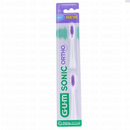 GUM Sonic Ortho - Brossette de Rechange Pour Brosse &agrave; Dents Sonic Souple lot de 2