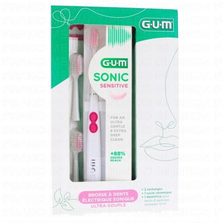 GUM Sonic Sensitive - Coffret brosse &agrave; dents &eacute;lectrique sonique Ultra Souple