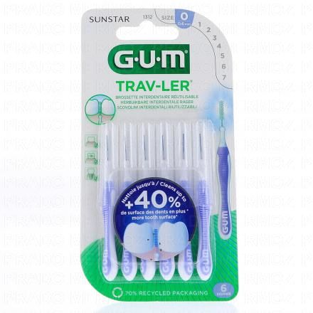 GUM Trav-ler - Brossettes interdentaires n&deg;1312 Taille 0.6mm (x4)