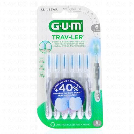 GUM Travler - Brossettes interdentaires n&deg;1618 2mm (x6)