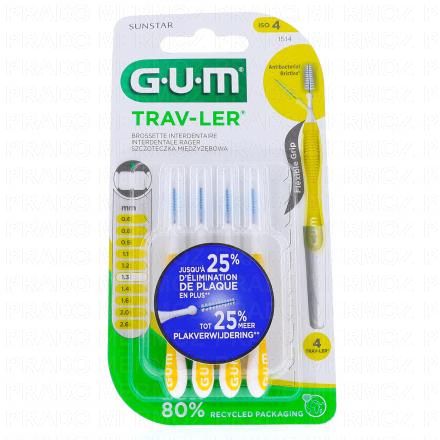 GUM Travler brossettes interdentaires n&deg;1514 - 1.3mm (x4 brossettes)