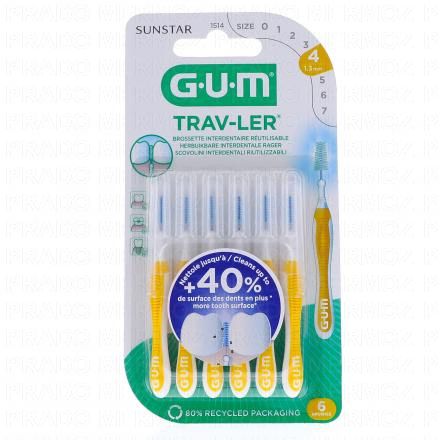 GUM Travler brossettes interdentaires n&deg;1514 - 1.3mm (x6 brossettes)