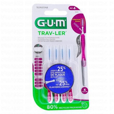 GUM Travler - Brossettes interdentaires n&deg;1612 1.4mm (x4 brossettes)