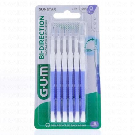 GUM n&deg;2114 Brossettes interdentaires proxabrush bi direction x6 (0.6mm)