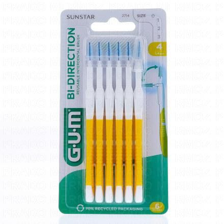 GUM n&deg;2114 Brossettes interdentaires proxabrush bi direction x6 (1.4 mm)