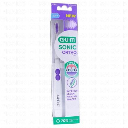 GUM sonic Ortho - Brosse &agrave; Dents Electrique &agrave; Piles Souple