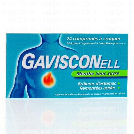 Gavisconell 24 comprimés à croquer menthe sans sucre