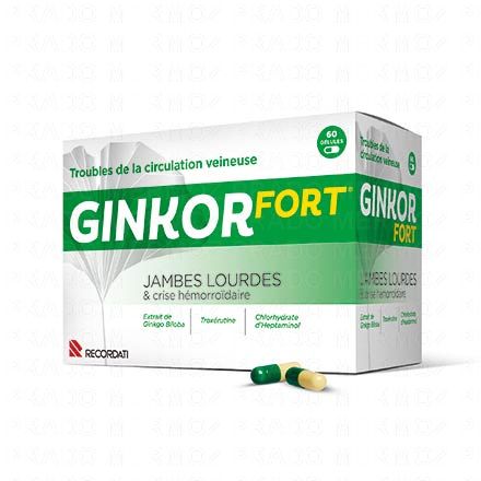 GINKOR fort jambes lourdes et crise hémorroïdaire (boîte de 60 gélules)